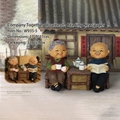 Elderly couple figurines set with grandma holding tea cup and grandpa reading newspaper - 935-5 Reading Newspaper