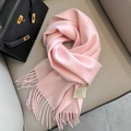 Pink pure Australian wool scarf with tassels, soft winter neck warmer for women - Light Pink