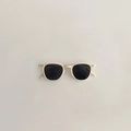 Lunettes de soleil vintage enfant blanc ivoire avec verres noirs et rivets - Monture Crème Verre Gris