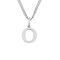 Collar minimalista de acero inoxidable plateado con un colgante pulido de la letra O - Letra O (Plateado)