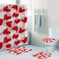 Detail view of heart-themed bathroom set with non-slip mats and waterproof shower curtain - 24-5 / 90*180CM Single Shower Curtain