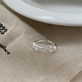 Minimalist 925 sterling silver open ring featuring an adjustable hollow heart pattern - Hollow Heart Open Ring (J4178)