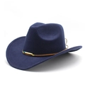 Vintage wool western cowboy hat in navy blue with ethnic beadwork and wide brim - M (56-58cm) / Navy Blue