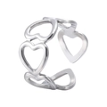 Anello aperto in acciaio inossidabile argento con motivi a cuore traforati - Color Acciaio