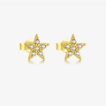 Elegante goldene S925 Sterlingsilber Stern Ohrstecker mit weißen Zirkonia Steinen - 925er Silber / 18K Gold Weiß Strass