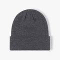 Dark grey double-layer thick knitted beanie with a folded cuff for winter warmth - 6-Seam Dark Heather Grey