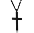 Minimalist black stainless steel cross pendant necklace with a sleek polished finish - Black Cross + 60cm Chain