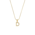 18K gold plated snake chain necklace featuring a pearl-encrusted letter D pendant - Letter D