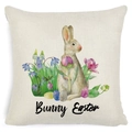 Easter bunny cushion cover in beige linen with watercolor flowers and colorful eggs - Zl2002064-28 / 45*45cm Cover Only