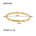 Macro detail of 18K gold-plated stainless steel bamboo bracelet showing 6.9cm diameter size - Gold (JDB201468)
