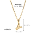 Gold letter Y bubble pendant necklace with dimensions 20x15mm and paperclip chain - Letter Y