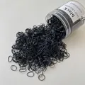 Bulk black high elasticity hair ties in a clear jar for minimalist daily styling - Black Small Ring Approx 2000 Pcs (Jar)