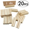 Macro detail of 20pcs wooden desktop card holders with a slit for photos and notes - Rectangular Set with Cards (JM01973)