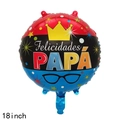 18 inch Felicidades PAPÁ foil balloon with crown and glasses for Father's Day party - 18 Inch Round Glasses Crown Spanish Father's Day