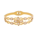 Bracelet double couche en acier doré orné de fleurs en zircons blancs marquise - Style Fleur de Zircon Marquise (5#)