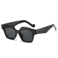 Gafas de sol cuadradas negras de moda con patillas anchas y lentes grises oscuros - Montura Negra Lentes Gris Negro