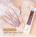 Pink metallic wavy birthday candles set of 6, 15.5cm spiral cake decor with holders - Rose Gold
