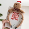 Gingerbread man headband with brown fleece and red holiday bow for Christmas - No.9 Miniso Gingerbread