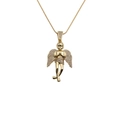 Elegante vergulde engel ketting met sprankelende zirkonia op een witte achtergrond - Engel Hanger / Slangenketting / Goud
