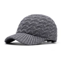 Gorra de béisbol de punto trenzado gris oscuro con tejido cálido y grueso - Ajustable / Gris