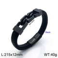 Pulsera de hombre en cuero trenzado negro con cierre de acero titanio, longitud 215mm - Estilo A Negro / 21.5cm