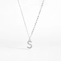 Sparkling S925 silver necklace with letter S pendant featuring pave set cubic zirconia - 925 Silver / S