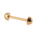 Minimalist golden stainless steel tongue barbell with polished spherical ends - 1.6mm / Half Round Gold