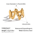 Detailed size specifications for gold geometric wave ring in stainless steel - Lava Textured Style (YYR025417)