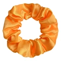 Bright orange satin silk scrunchie with glossy finish and high density pleats - Orange