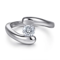 925 sterling silver ring with sparkling round cubic zirconia and tension setting design - Tl-386