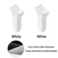 White breathable pure cotton crew socks for men with anti-odor and sweat-wicking fabric - One Size / White