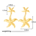 Schicke goldene Doppel-Seestern-Ohrringe aus Edelstahl inklusive detaillierter Maße - Gold Doppel-Seestern Stil (ER-1321)
