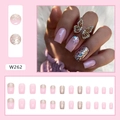 Pink glitter press-on nails set in medium square shape with sweet gradient shimmer - Glue Type / Tender Pink Gold