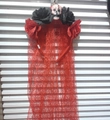 Cerchietto per Halloween con rose rosse, teschio e lungo velo a rete rossa - Stile 8 Rose Rosse Nere Teschio Bianco Velo Rosso