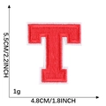 Red embroidered letter T patch for clothes with dimensions 5.5cm height and 4.8cm width - Letter T / Red