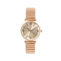 Montre pour femme en or rose avec bracelet élastique, cadran champagne et diamants - Or rose