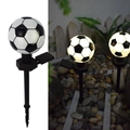 Solar powered soccer shaped lawn lamp with black and white finish for garden decor - Single Football