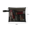 Black rectangular mesh organizer bag 24x21cm with zipper and handle for travel - Model 044 Side Pull Large