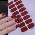 Deep red glossy solid color nail stickers set CS-056 for autumn winter manicure - Deep Red (CS-056)
