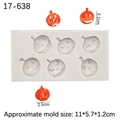 White Halloween silicone mold with 6 cavities for pumpkin and skull cake decorations - 4#-Pumpkin Faces / Gray