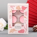 Set of 4 pink scented candles in a floral gift box with a transparent window - Pink (Pink Lover)