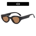 Lunettes de soleil œil-de-chat rétro avec monture noire épaisse et verres marron C3 - Noir Brillant Marron Clair