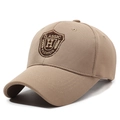 Khaki Baseballkappe mit gesticktem Schild-Aufnäher und atmungsaktivem Ananas-Gewebe - Verstellbar / Dunkelbeige