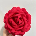 Vibrant red fabric rose hair claw clip featuring realistic layered textile petals - 10.5cm / Red