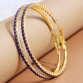 Exaggerated large golden hoop earrings set with sparkling blue rhinestones for women - 6cm / Gold Blue Diamond 6cm