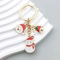 Christmas keychain with Santa Claus, snowman and bell charms in red and gold finish - Santa Bell Snowman Style (ER820)