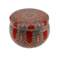 4.4oz red drum metal candle tin with blue mandala pattern and bohemian style lid - 75*50MM C41 Red Mandala Empty Tin