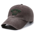 Gorra de béisbol vintage lavada marrón oscuro con bordado verde New York 1962 - Ajustable / café