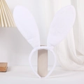 Detailed view of the soft white plush rabbit ear headband with a non-slip design structure - White Ultra-Soft Long Bunny Ear Headband