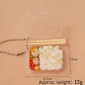 Miniatuur eten sleutelhanger met garnalen en rijst, lengte 5,3 cm, gewicht 13g - Garnalen Rijst